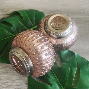 Set of 2 Mercury Glass Sea Urchin Candle Holders